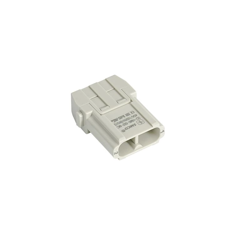 Conectores modulares HDC de 2 pinos de 40 A com contatos banhados a prata