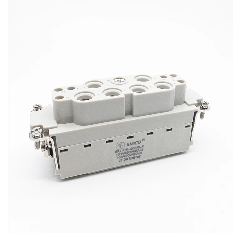 Conector de aviação para serviço pesado série HK 6 pinos 100A e 6 pinos 16A inserções fêmeas