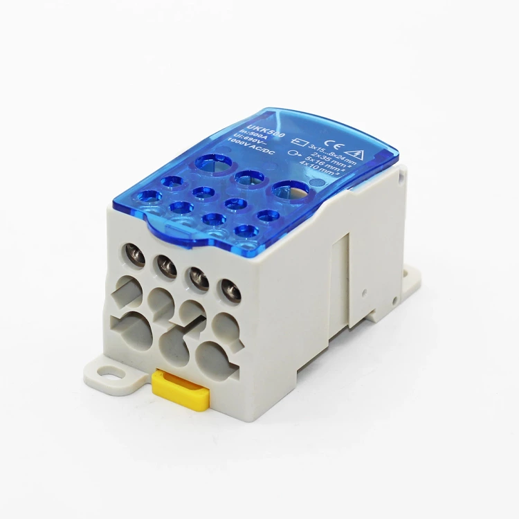 Caixa de distribuição de energia com condutor de latão DIN Rail UKK 500A Bloco de terminais de parafuso