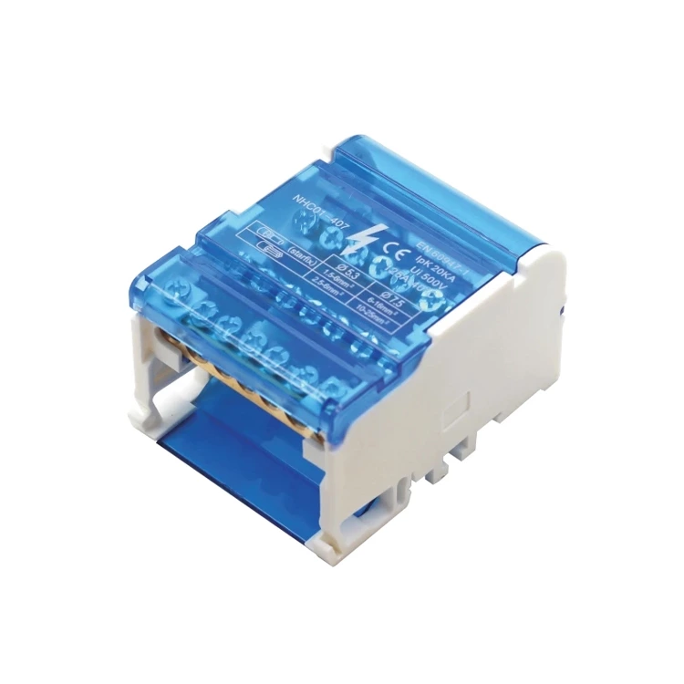 UKK407/125 125A 500V Terminal de trilho DIN de 4 vias Barra de cobre Blocos distribuidores de energia PA Caixa de cabos