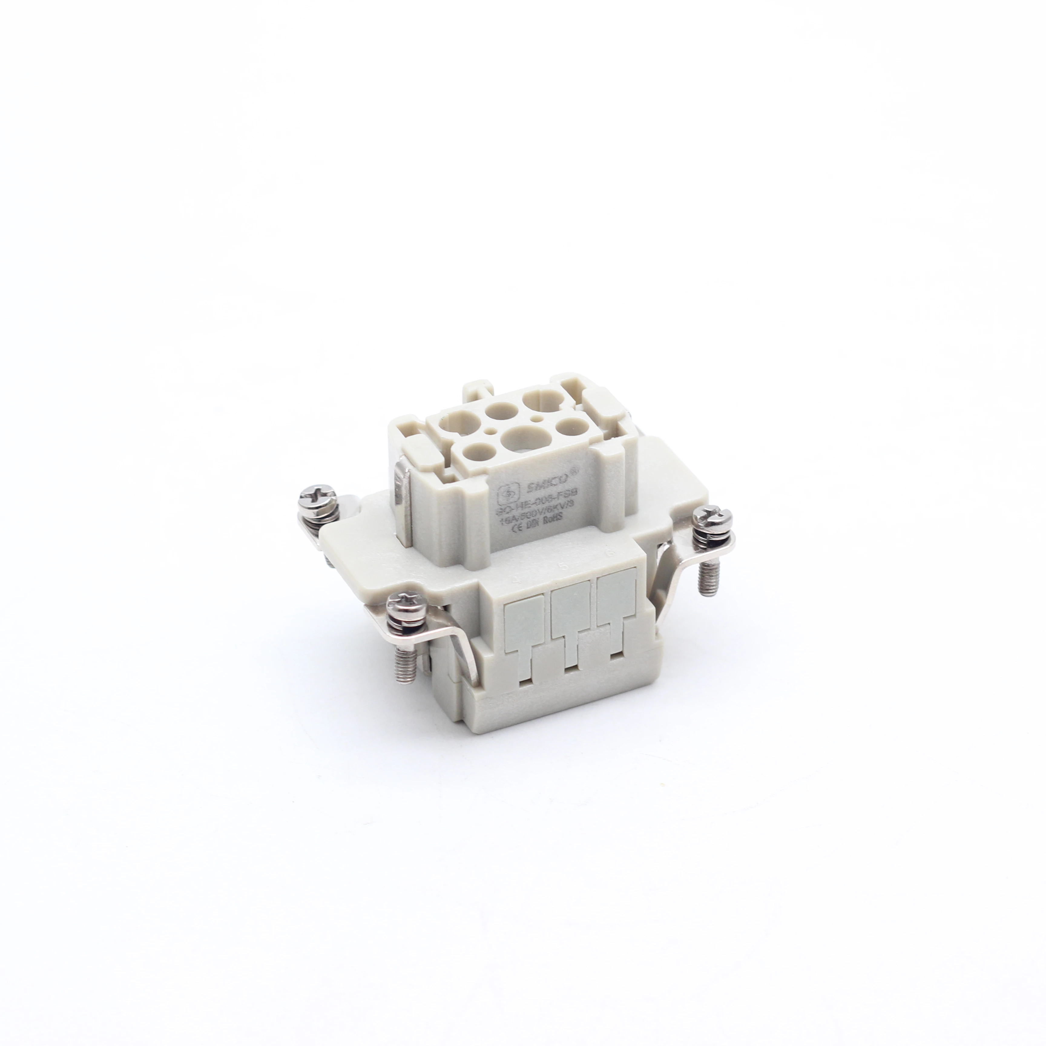 Conector de alta resistência 6 pinos 16A fêmea Terminal de mola HE-006-FSB Conector retangular