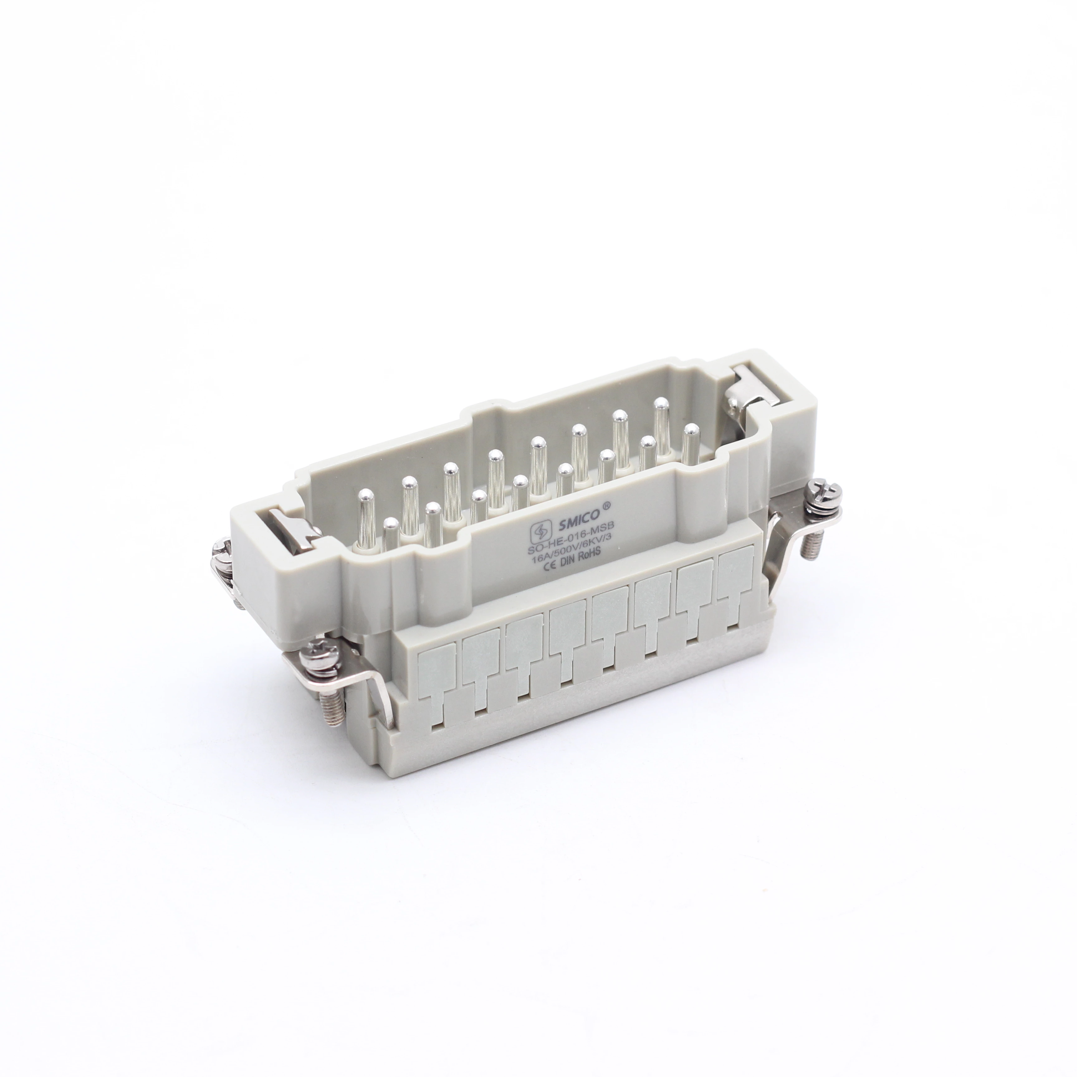 Conector industrial HE-016-MSB para serviços pesados, terminal de mola 16A 16 pinos